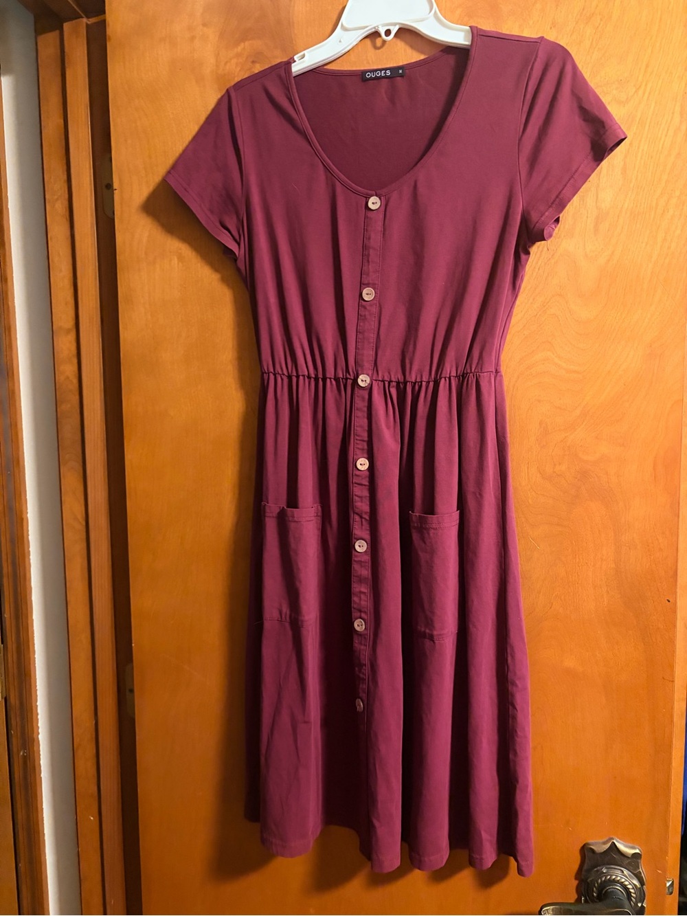 Casual Button-Front Midi Dress in Plum